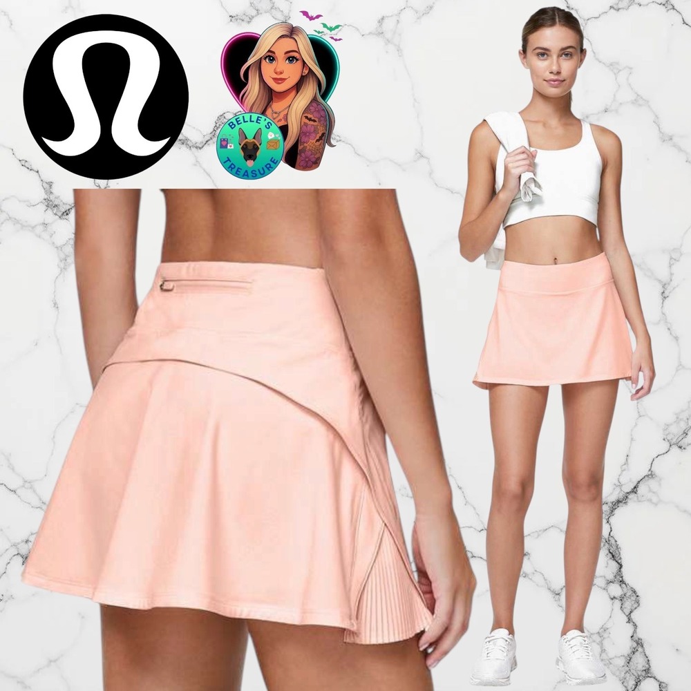 Lululemon Womens Play Off the Pleats Skirt 13" Pearl Pink Athletic Tennis Skort‎